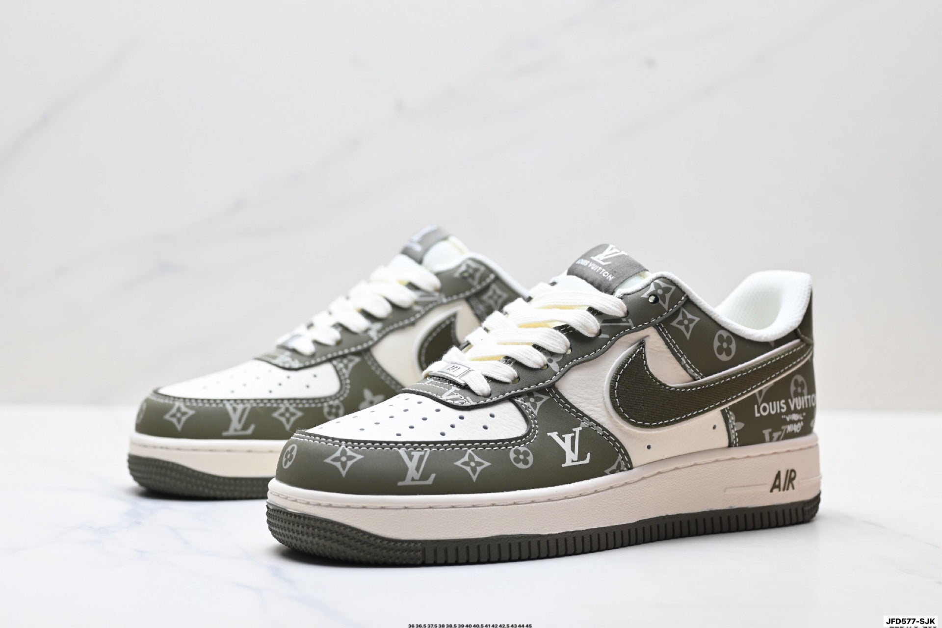 Nike Air Force 1 '07 LV8 Monogram Graphic Low-Top Sneakers – Olive/White