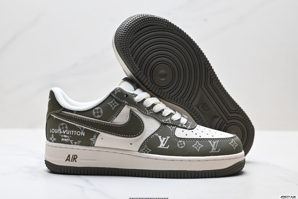 Nike Air Force 1 '07 LV8 Monogram Graphic Low-Top Sneakers – Olive/White