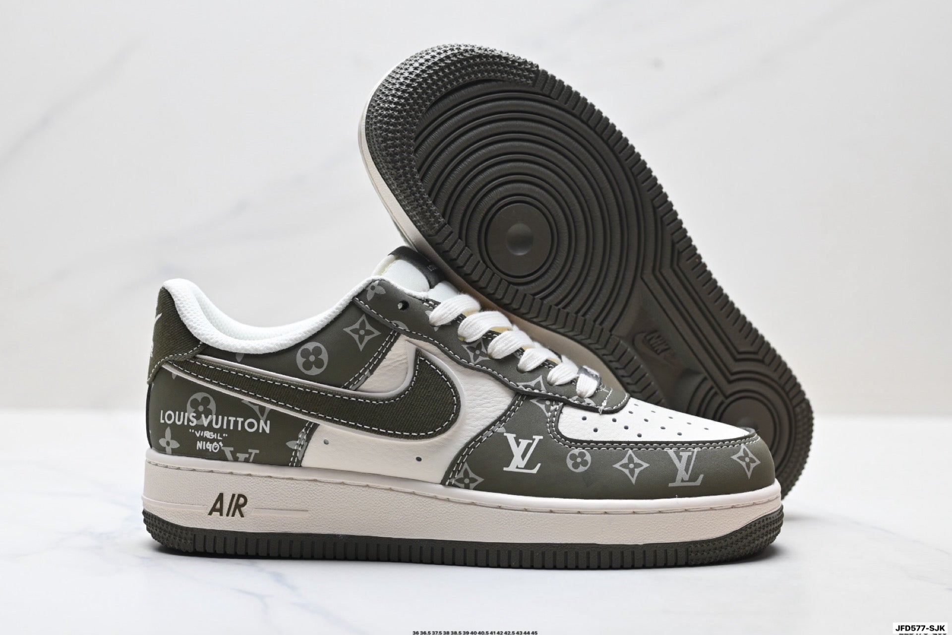 Nike Air Force 1 '07 LV8 Monogram Graphic Low-Top Sneakers – Olive/White