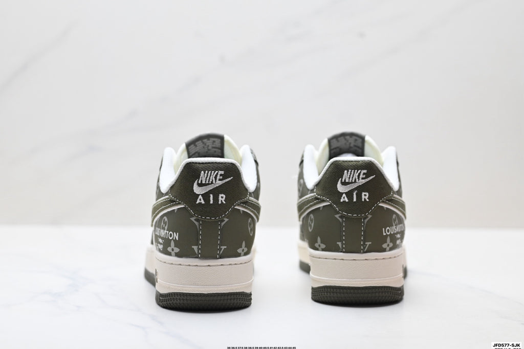 Nike Air Force 1 '07 LV8 Monogram Graphic Low-Top Sneakers – Olive/White