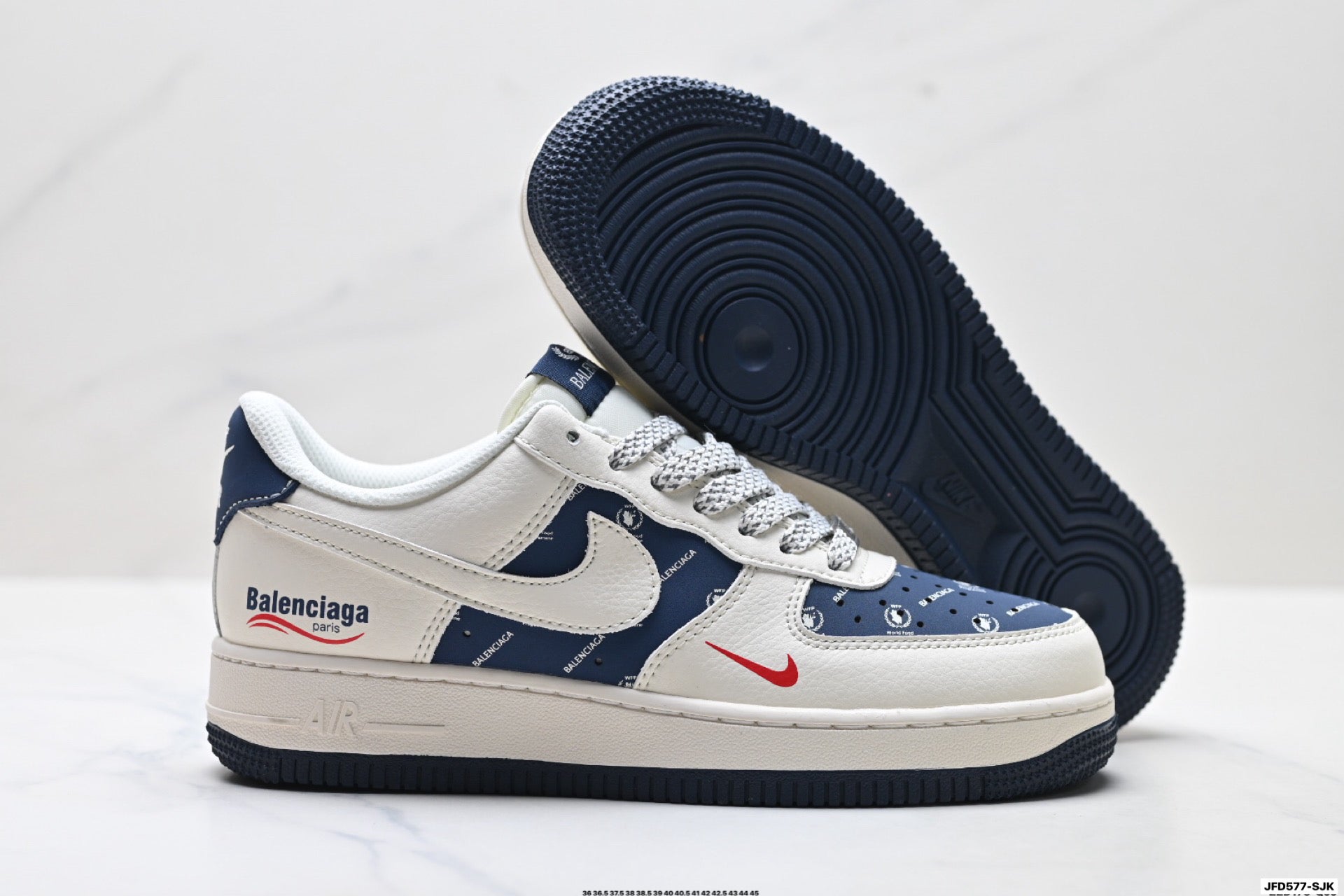 Nike Air Force 1 '07 LV8 Logo Graphic Low-Top Sneakers – White/Navy