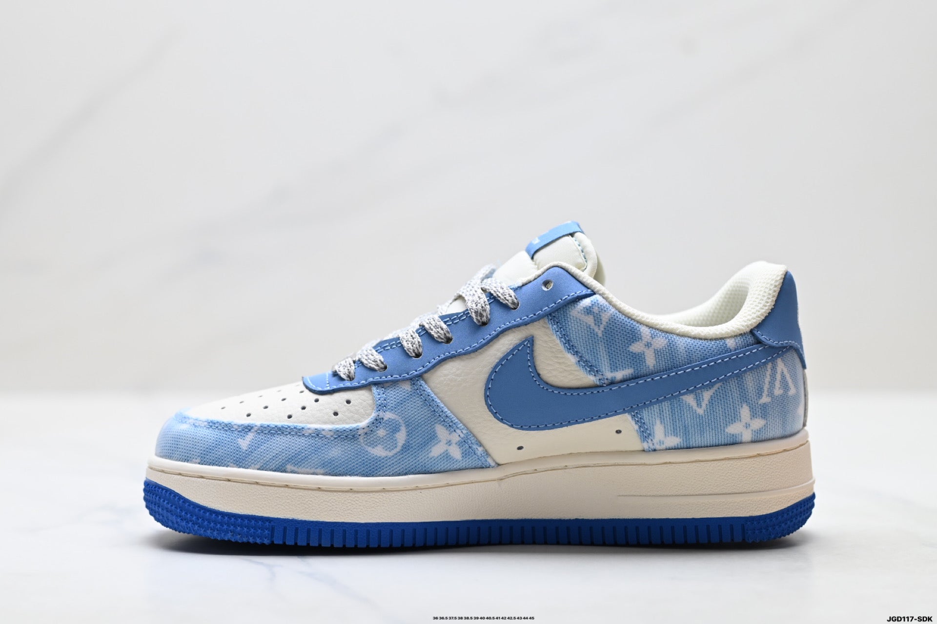 Nike Air Force 1 '07 LV8 Denim Monogram Low-Top Sneakers – Blue/White