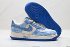 Nike Air Force 1 '07 LV8 Denim Monogram Low-Top Sneakers – Blue/White