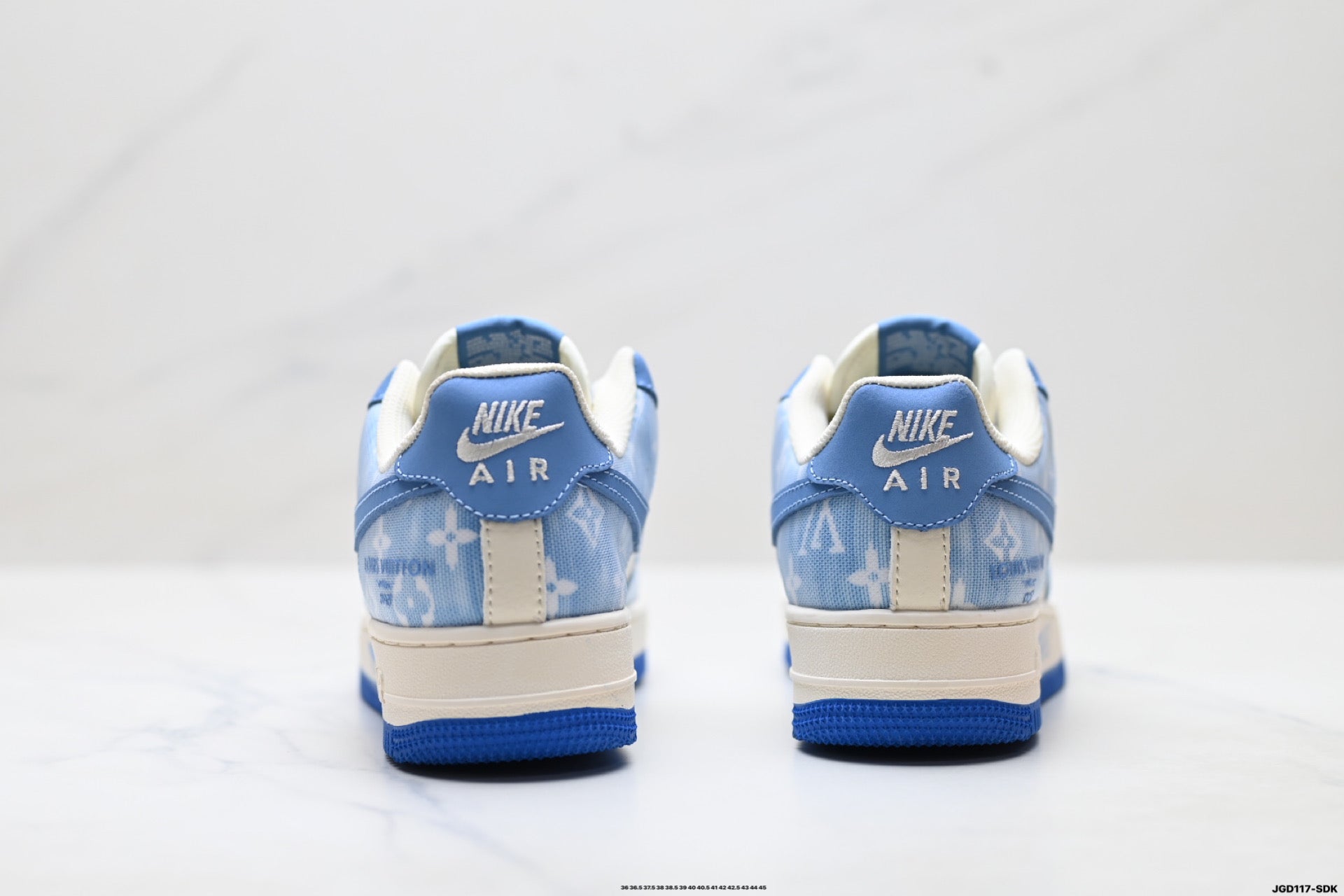 Nike Air Force 1 '07 LV8 Denim Monogram Low-Top Sneakers – Blue/White