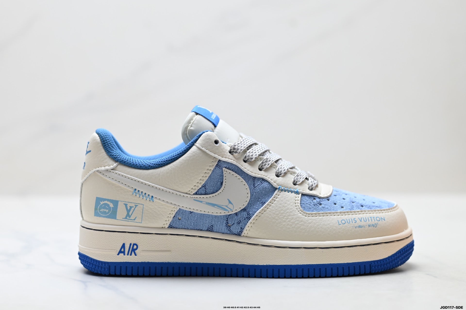 Nike Air Force 1 '07 LV8 Denim Graphic Low-Top Sneakers – Cream/Blue
