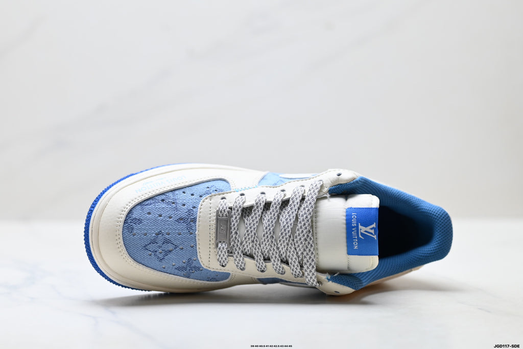 Nike Air Force 1 '07 LV8 Denim Graphic Low-Top Sneakers – Cream/Blue
