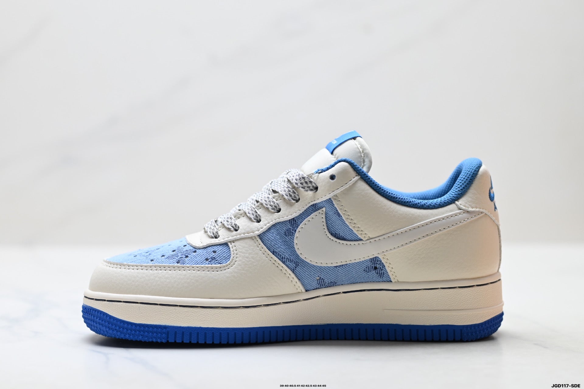 Nike Air Force 1 '07 LV8 Denim Graphic Low-Top Sneakers – Cream/Blue