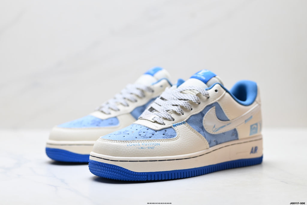 Nike Air Force 1 '07 LV8 Denim Graphic Low-Top Sneakers – Cream/Blue