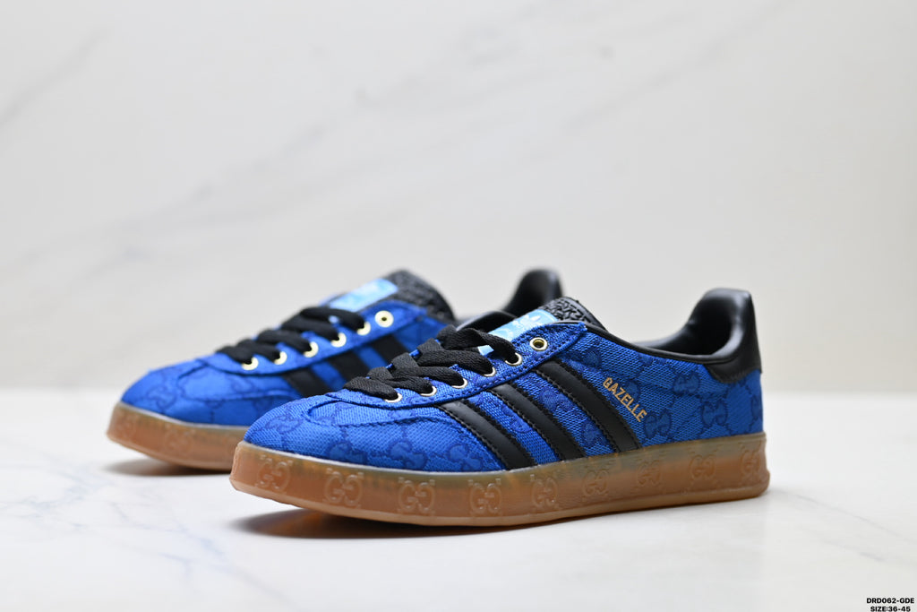adidas x Gucci Gazelle Blue GG Monogram Low-Top Sneakers