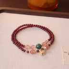 Natural Garnet Multi-Gemstone Bracelet | Double Strand | Mixed Stones