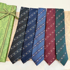 Gucci Style Men's Bee Stripe Jacquard Silk Tie - Main Image