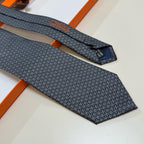 Hermès Style Men's Textured Silk Tie - Detail Image 4