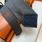 Hermès Style Men's Textured Silk Tie - Detail Image 5