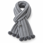 Miu Miu Style Pom-Pom Rib-Knit Scarf in Gray