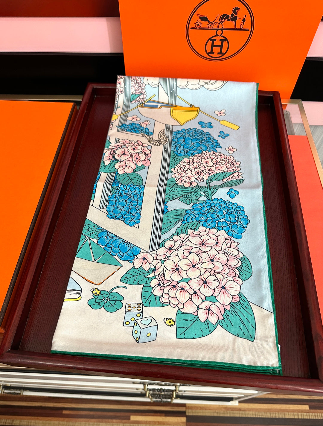 Hermes Style Poetic Journey Silk Scarf - Blue - Detail Image 2