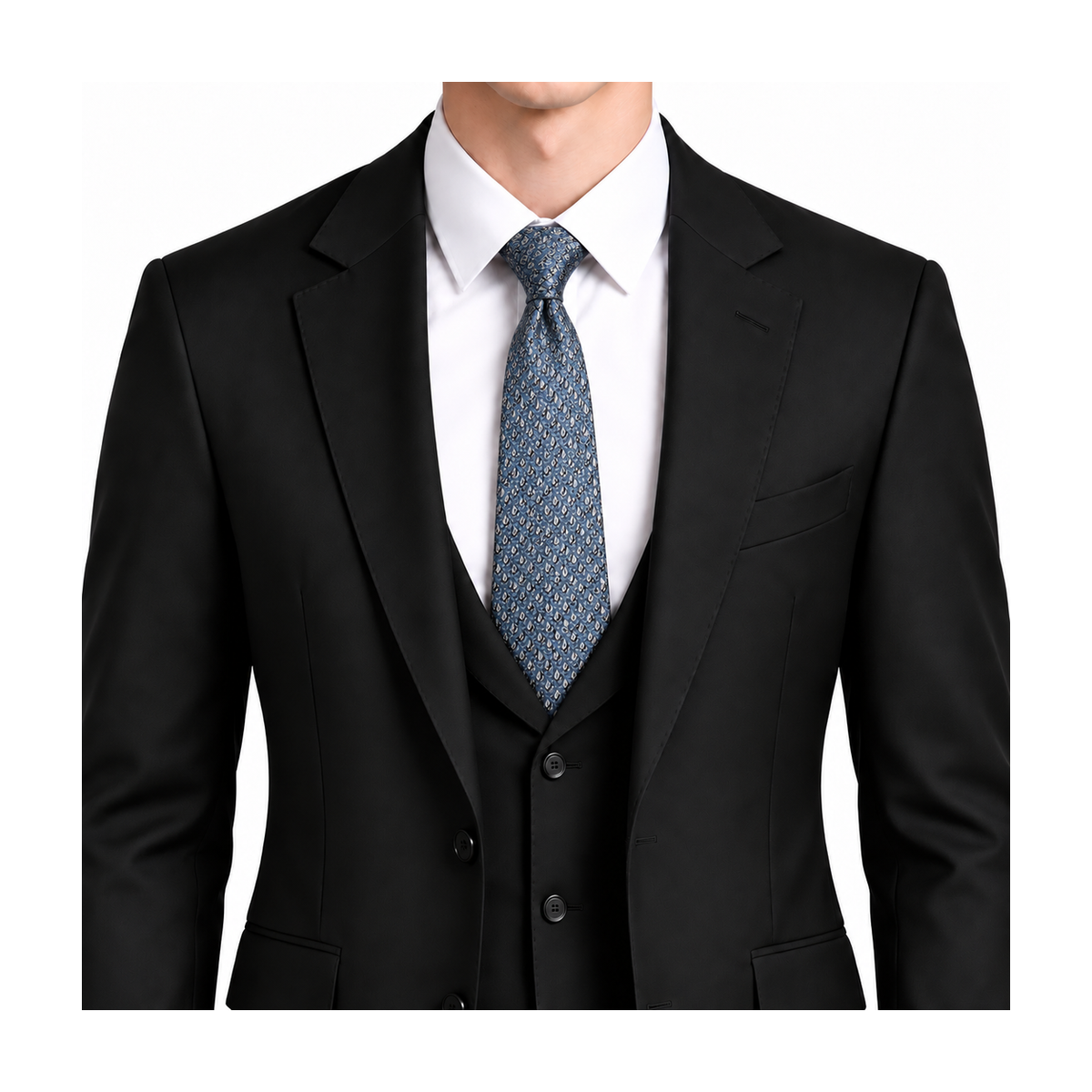 Ferragamo Style Men's Micro Pattern Silk Tie - Model Main Image
