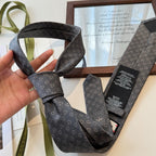 Gucci Style Men's Tonal GG Logo Silk Tie - Detail Image 6