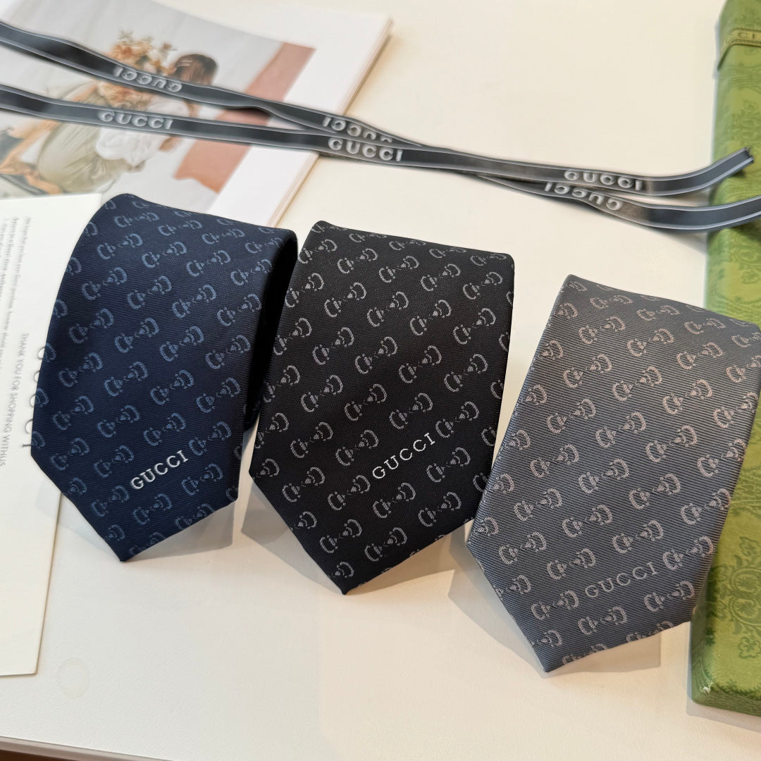 Gucci Style Men's Tonal GG Logo Silk Tie - Main Image