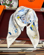Hermes Style My Cloudscape Silk Scarf - Light Blue - Detail Image 3