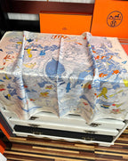 Hermes Style My Cloudscape Silk Scarf - Light Blue - Detail Image 7