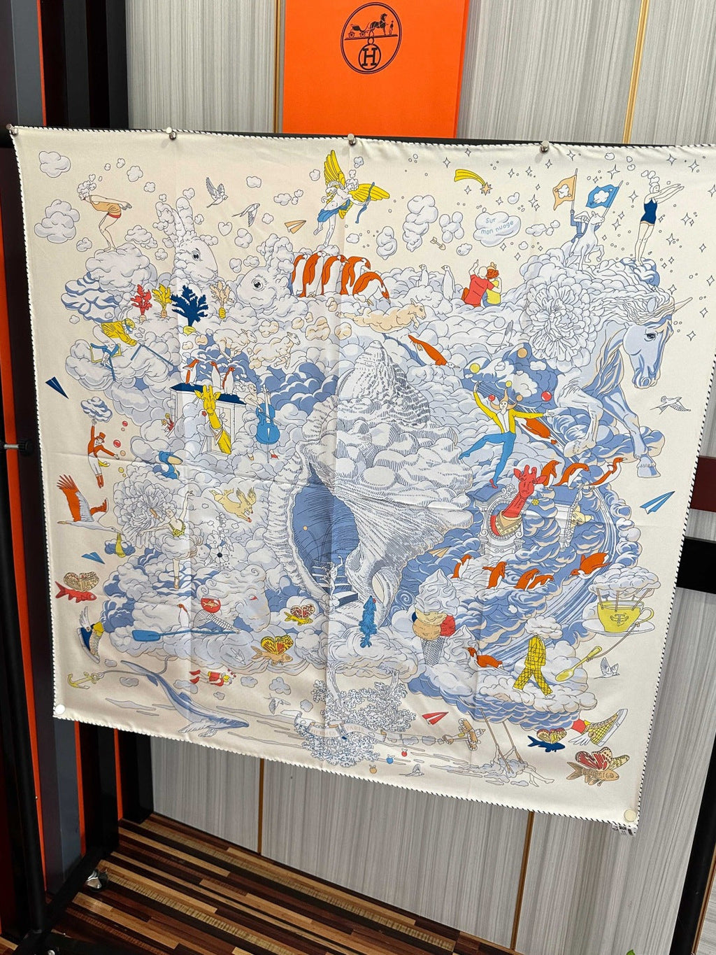 Hermes Style My Cloudscape Silk Scarf - Light Blue - Detail Image 9