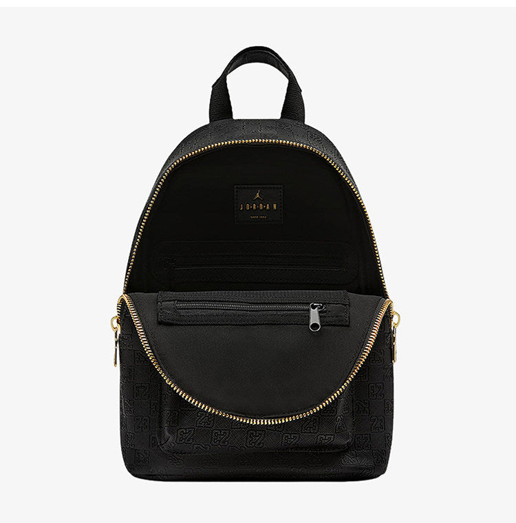 Jordan Monogram Mini Backpack | Gold Jumpman Logo Bag | Black / Gold