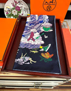 Hermes Style My Cloudscape Silk Scarf - Navy - Detail Image 2