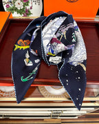 Hermes Style My Cloudscape Silk Scarf - Navy - Detail Image 3