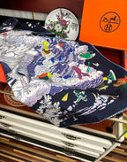 Hermes Style My Cloudscape Silk Scarf - Navy - Detail Image 4