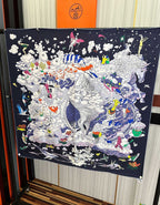 Hermes Style My Cloudscape Silk Scarf - Navy - Detail Image 9