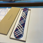 Burberry Style Men's Classic Check Silk Tie - Detail Image 2