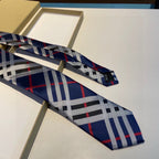 Burberry Style Men's Classic Check Silk Tie - Detail Image 3