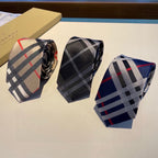 Burberry Style Men's Classic Check Silk Tie - Main Image