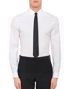 Prada Style Men's Solid Navy Silk Tie - Detail Image 8