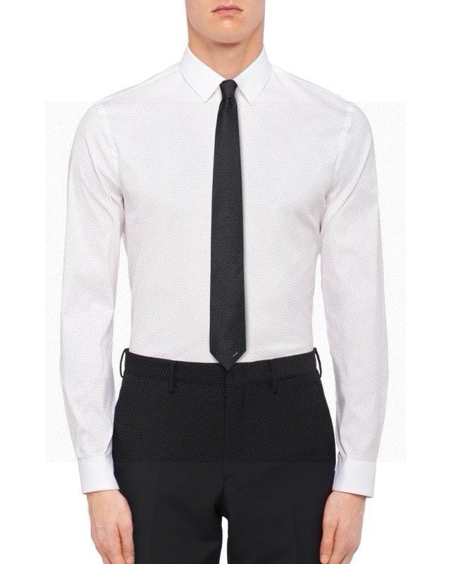 Prada Style Men's Solid Navy Silk Tie - Detail Image 8
