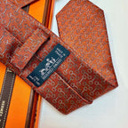 Hermes Style Men's Equestrian Motif Silk Tie - Main Image