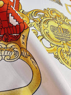 Hermes Style Boucles et Sangles Equestrian Silk Scarf - Orange - Detail Image 8
