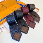 Louis Vuitton Style Men's Monogram Silk Tie - Detail Image 4