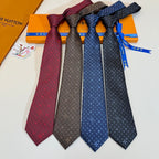 Louis Vuitton Style Men's Monogram Silk Tie - Detail Image 6