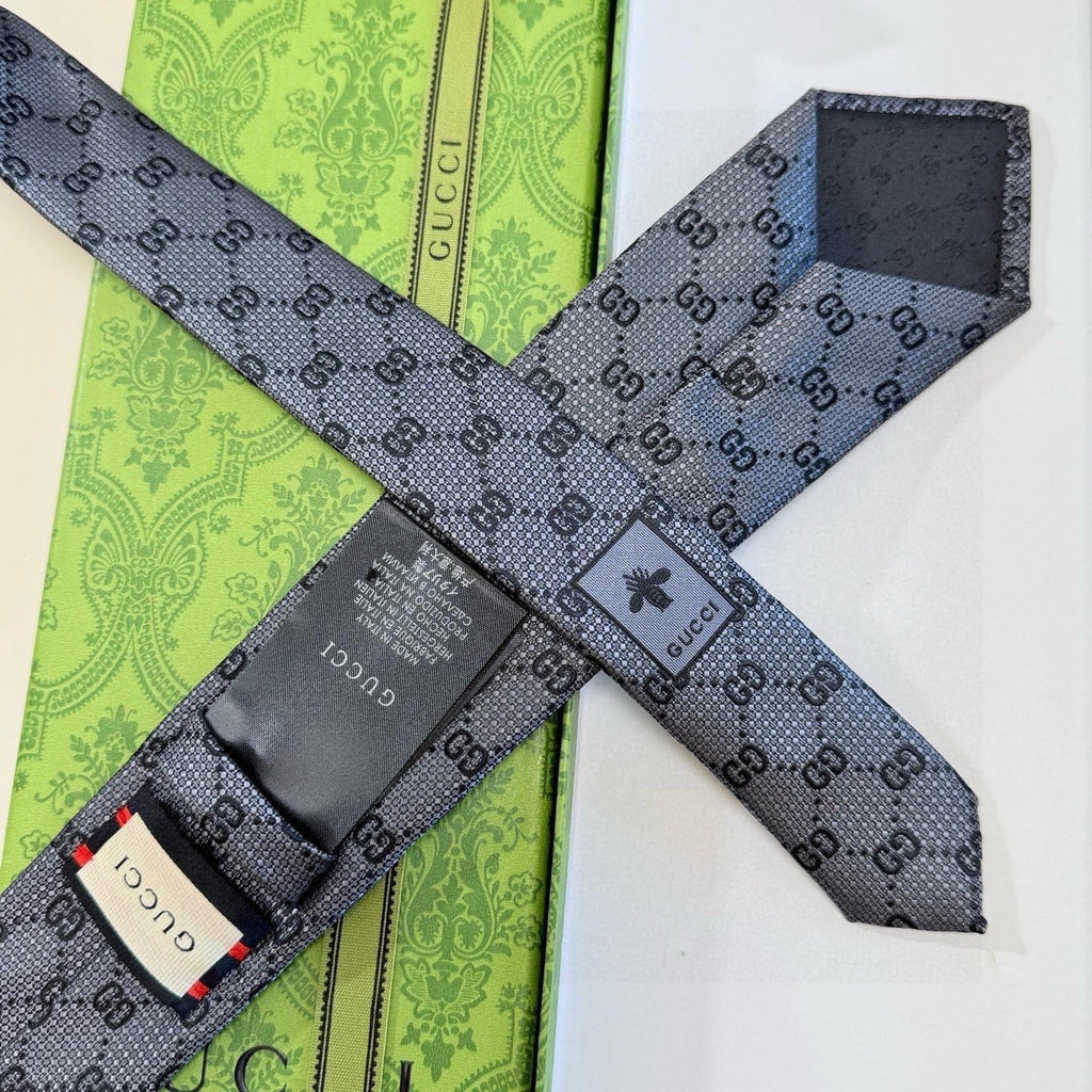 Gucci Style Men's GG Monogram Silk Tie - Detail Image 5