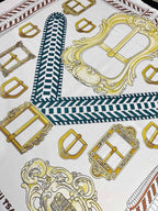 Hermes Style Boucles et Sangles Equestrian Silk Scarf - Black - Detail Image 2