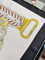 Hermes Style Boucles et Sangles Equestrian Silk Scarf - Black - Detail Image 4