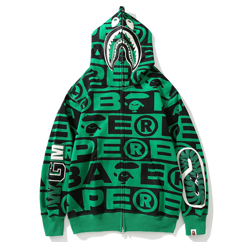 Bape Fully printed shark hooded sweatshirt zipper jacket - image 4