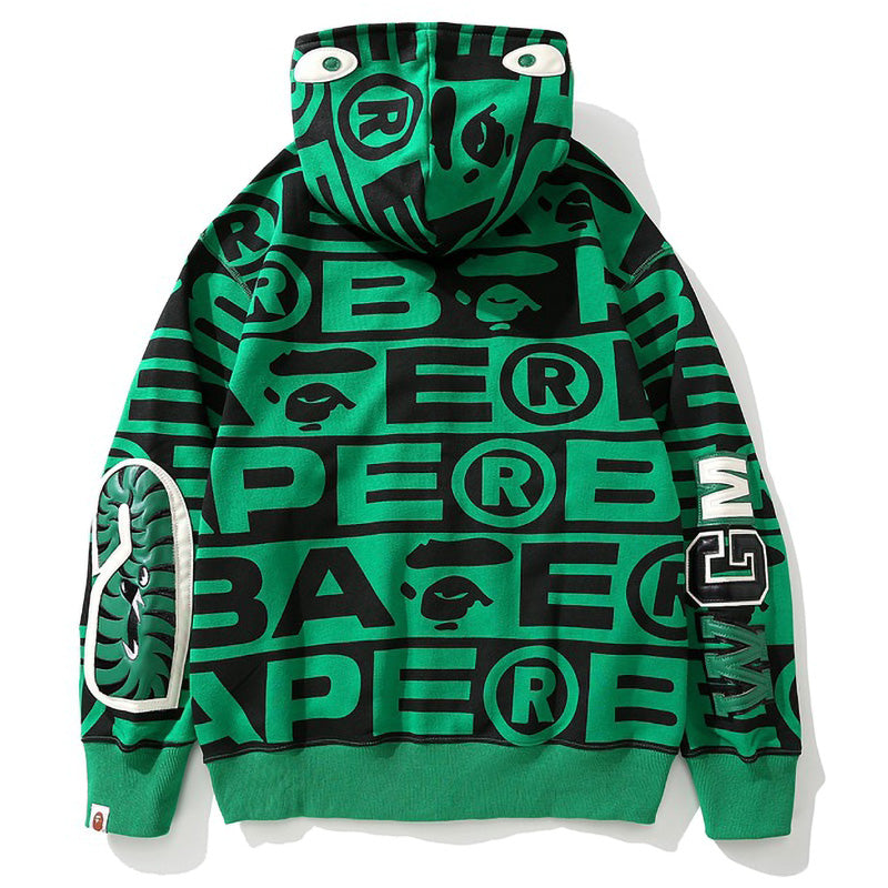 Bape Fully printed shark hooded sweatshirt zipper jacket - image 5