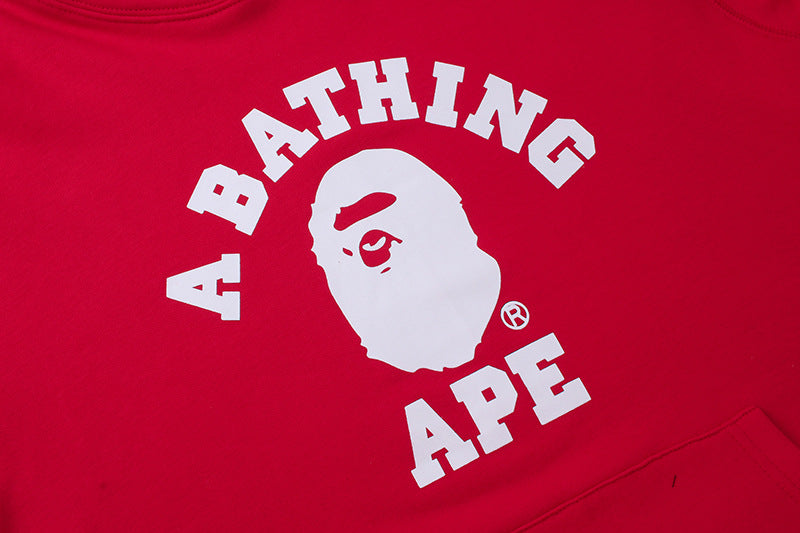 BAPE College Ape Head Hoodie - Black & Red product view 5