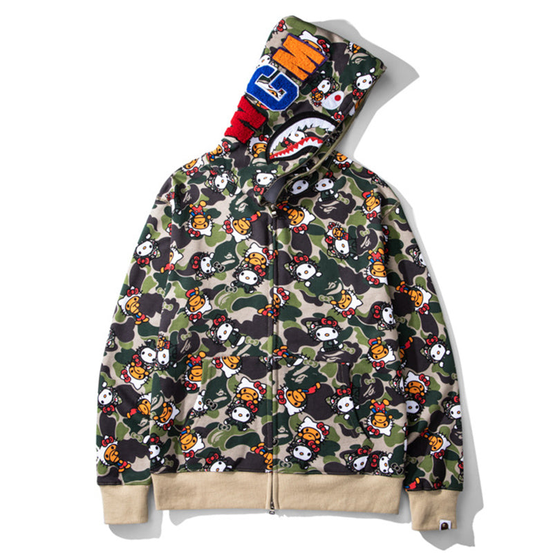 BAPE Hello Kitty Camo Hoodie - Green & Pink product view 3