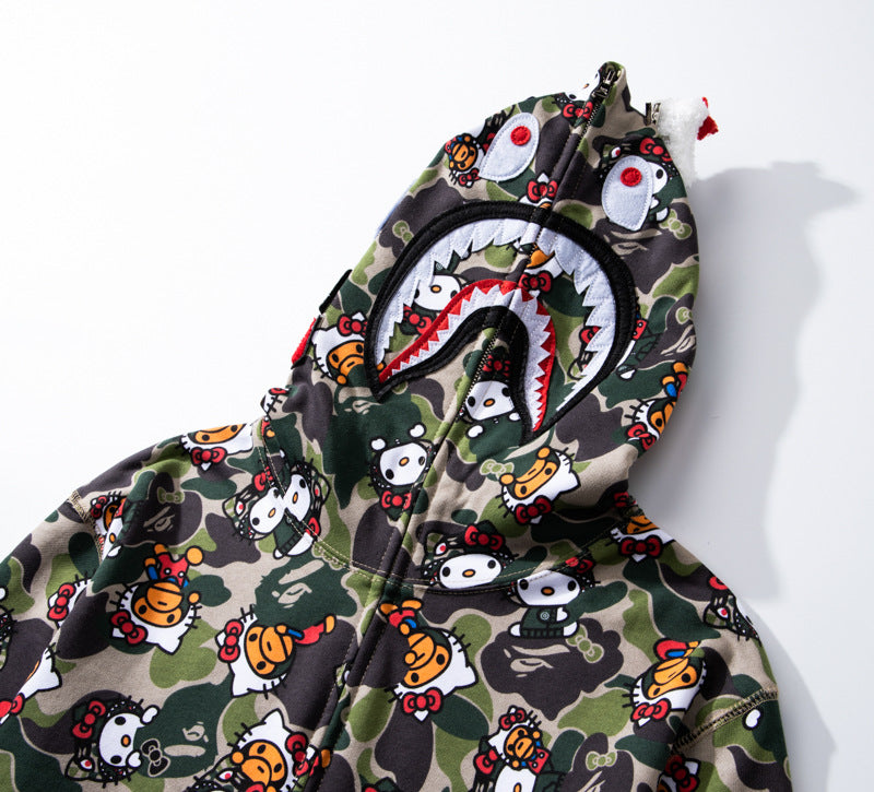 BAPE Hello Kitty Camo Hoodie - Green & Pink product view 5
