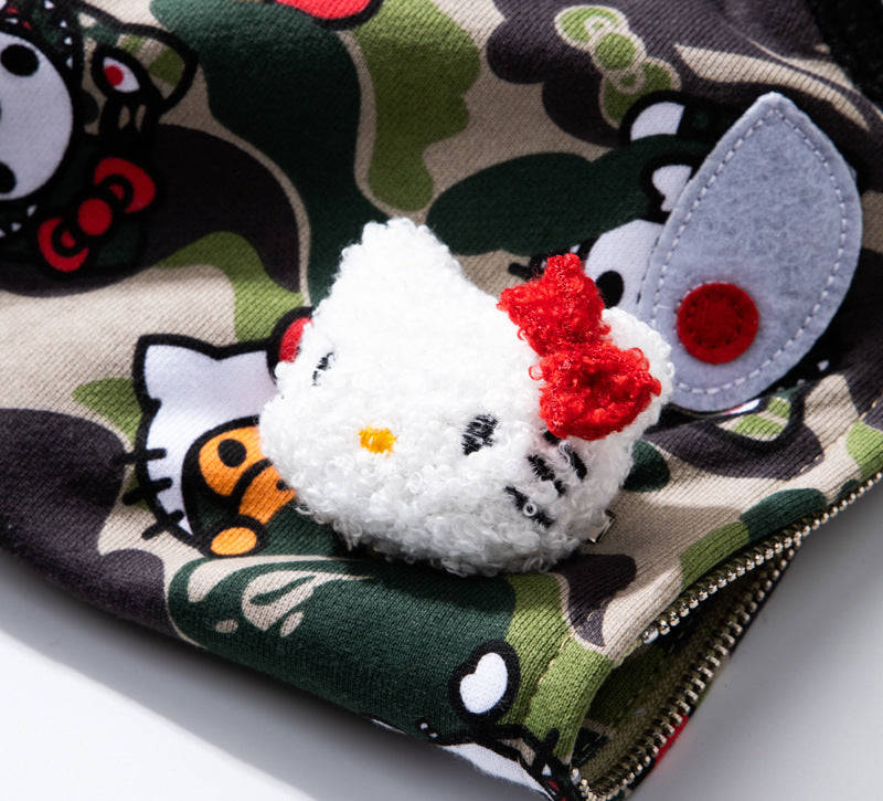 BAPE Hello Kitty Camo Hoodie - Green & Pink product view 8