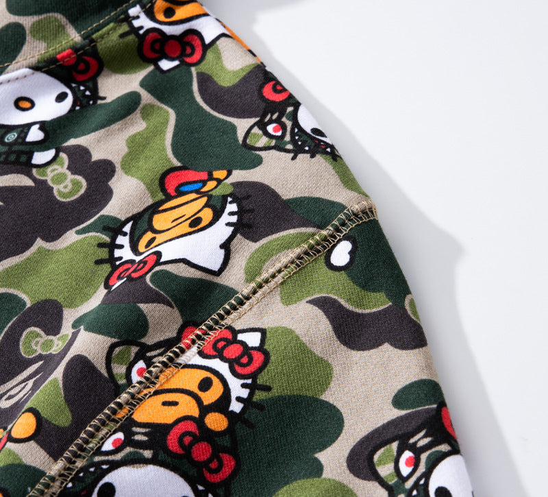 BAPE Hello Kitty Camo Hoodie - Green & Pink product view 13