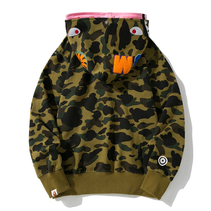 BAPE Double-Hat Camo Shark Hoodies - image 3